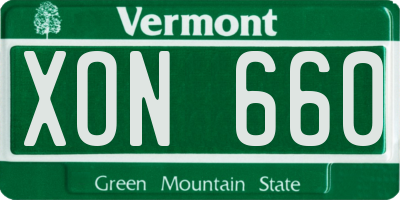 VT license plate XON660