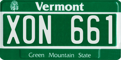 VT license plate XON661