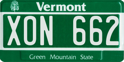 VT license plate XON662