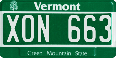 VT license plate XON663