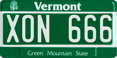 VT license plate XON666