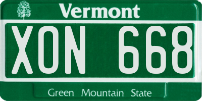 VT license plate XON668