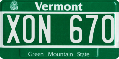 VT license plate XON670