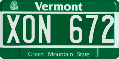 VT license plate XON672
