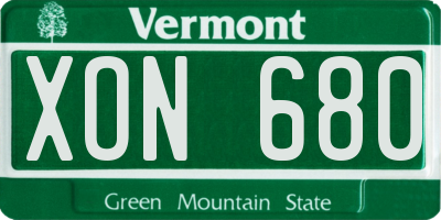 VT license plate XON680