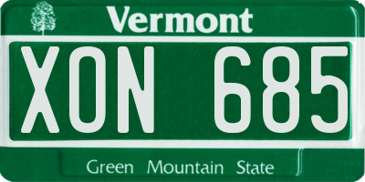 VT license plate XON685