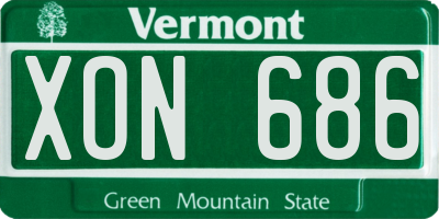 VT license plate XON686
