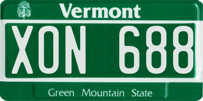 VT license plate XON688