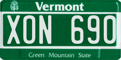 VT license plate XON690