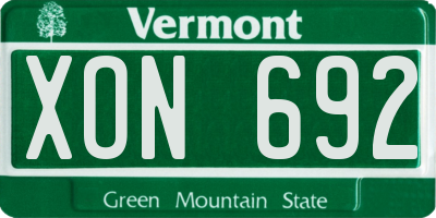 VT license plate XON692