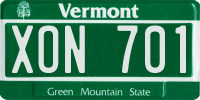 VT license plate XON701