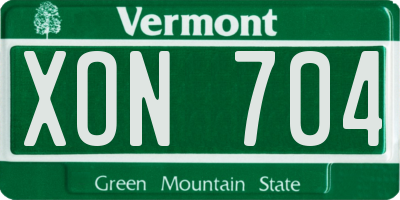 VT license plate XON704
