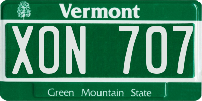 VT license plate XON707