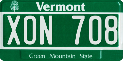 VT license plate XON708