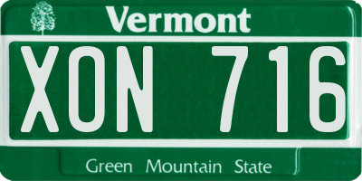 VT license plate XON716