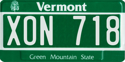 VT license plate XON718