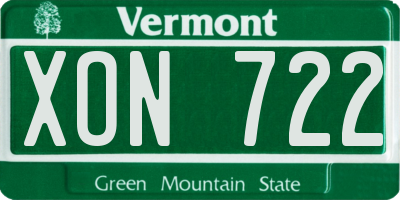 VT license plate XON722