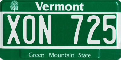 VT license plate XON725