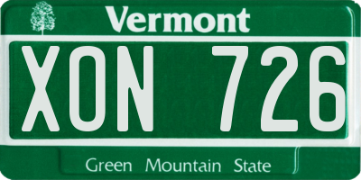 VT license plate XON726