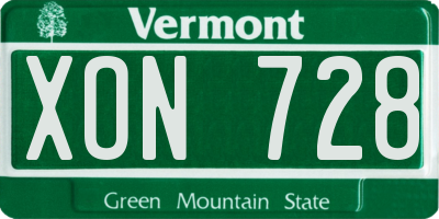 VT license plate XON728