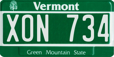 VT license plate XON734