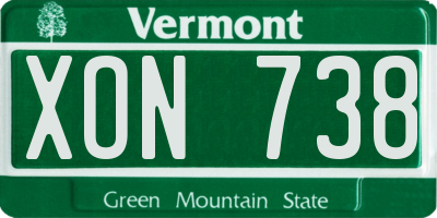 VT license plate XON738