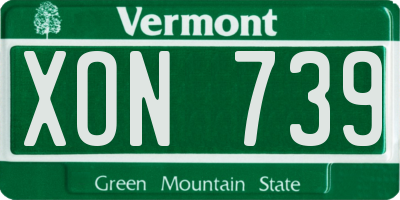 VT license plate XON739