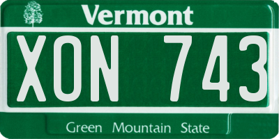 VT license plate XON743