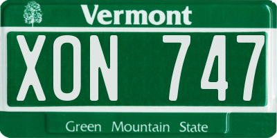 VT license plate XON747