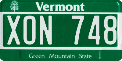 VT license plate XON748