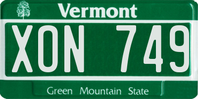 VT license plate XON749