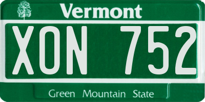 VT license plate XON752