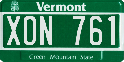 VT license plate XON761