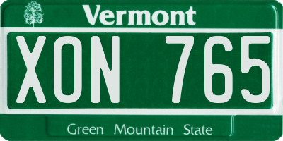 VT license plate XON765