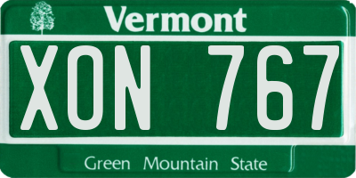VT license plate XON767