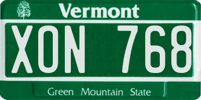 VT license plate XON768