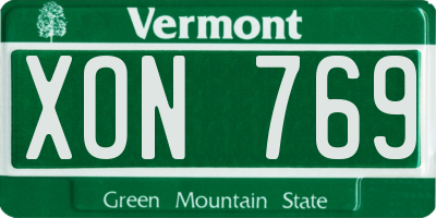 VT license plate XON769
