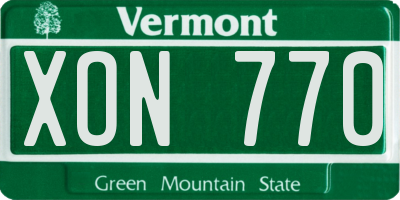 VT license plate XON770