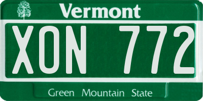 VT license plate XON772