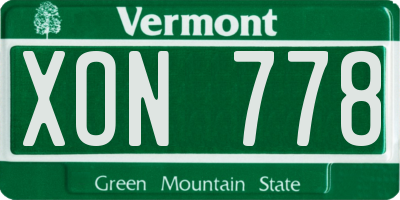 VT license plate XON778