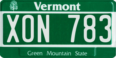 VT license plate XON783