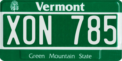 VT license plate XON785