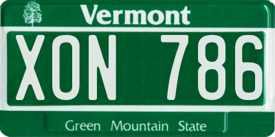 VT license plate XON786