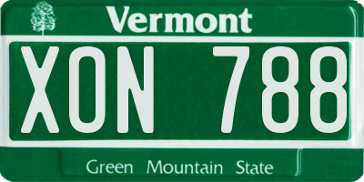 VT license plate XON788