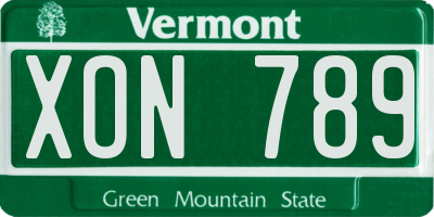 VT license plate XON789