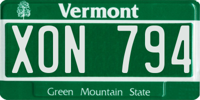 VT license plate XON794