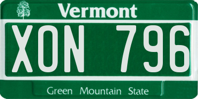 VT license plate XON796