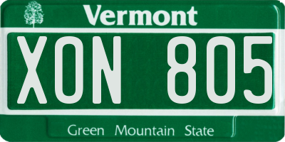 VT license plate XON805