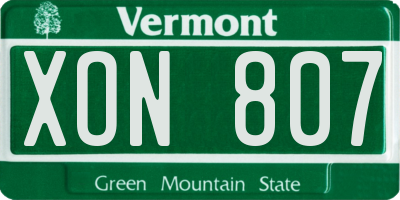 VT license plate XON807