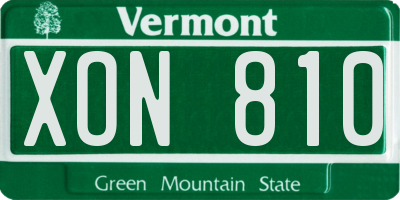 VT license plate XON810